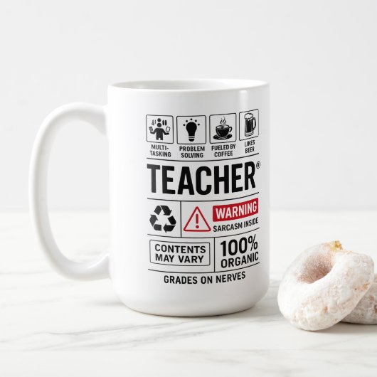 Grappige definitie van leraar — Multitasken Koffiemok (Met donut)