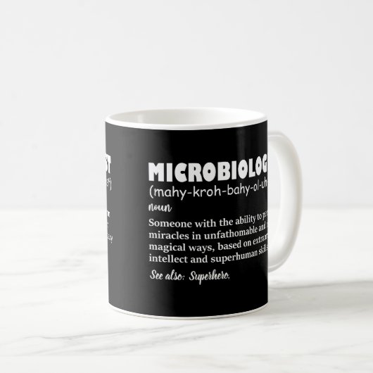Grappige definitie van microbioloog koffiemok (Voorkant rechts)