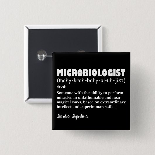 Grappige definitie van microbioloog vierkante button 5,1 cm (Voorkant /achterkant)
