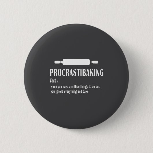 Grappige definitie van procrastibaking - bakliefhe ronde button 5,7 cm (Voorkant)