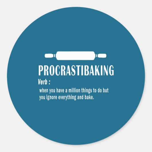 Grappige definitie van procrastibaking - bakliefhe ronde sticker (Voorkant)