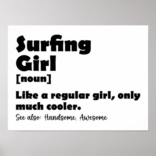 Grappige definitie van surfmeisje voor surfervrouw poster (Voorkant)
