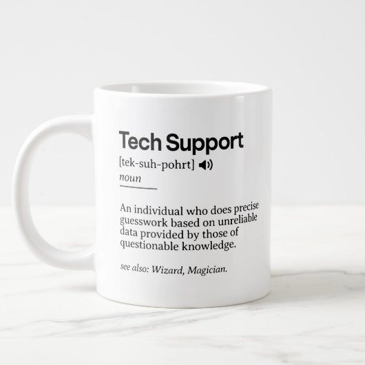 Grappige definitie van technische support | Minima Grote Koffiekop (Links)