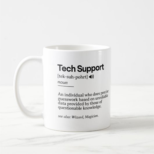 Grappige definitie van technische support | Minima Koffiemok (Links)