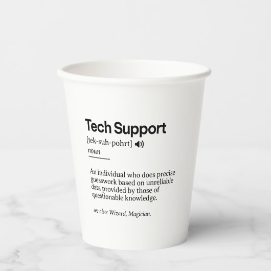 Grappige definitie van technische support | Minima Papieren Bekers (Voorkant)