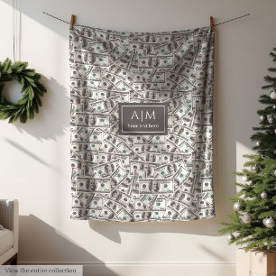 Grappige deken met patroon van 100 dollar en eigen
