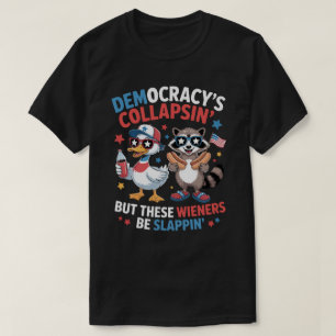 Grappige democratie stort in Weense klappen 4 juli T-shirt
