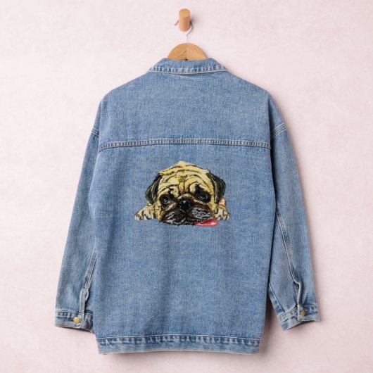 Grappige denim jas met Pug Dog Jacket (Hangar)