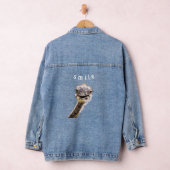 Grappige denim jas speelse gelukkige struisvogel - jacket (Hangar)