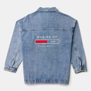 Grappige denim jas tekst Wakker worden - alsjeblie Denim Jacket
