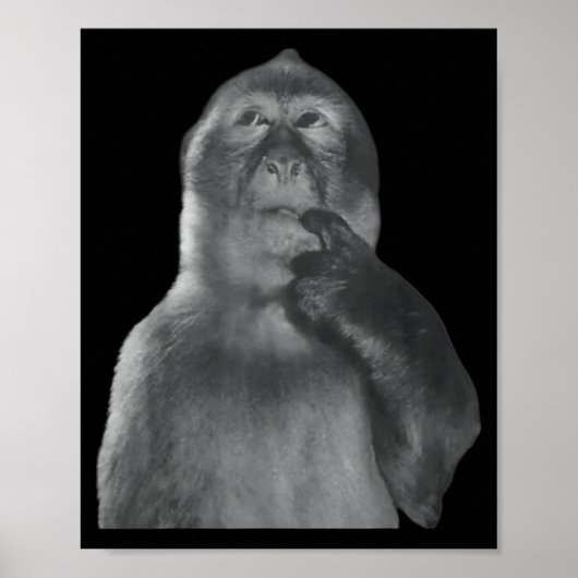 Grappige Denkende Aap Meme Nieuwsgierige Aap Brain Poster (Voorkant)