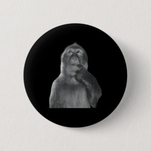 Grappige Denkende Aap Meme Nieuwsgierige Aap Brain Ronde Button 5,7 Cm