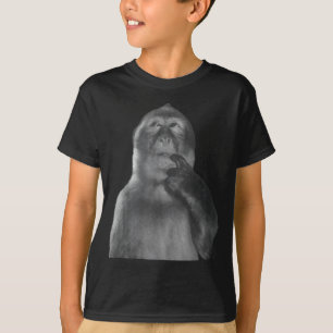 Grappige Denkende Aap Meme Nieuwsgierige Aap Brain T-shirt