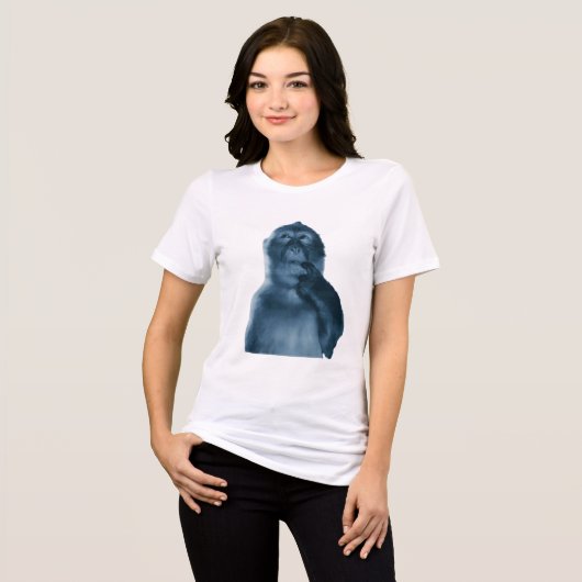 Grappige Denkende Aap Meme Sarcastische Kunst Tri-Blend Shirt (Voorkant volledig)