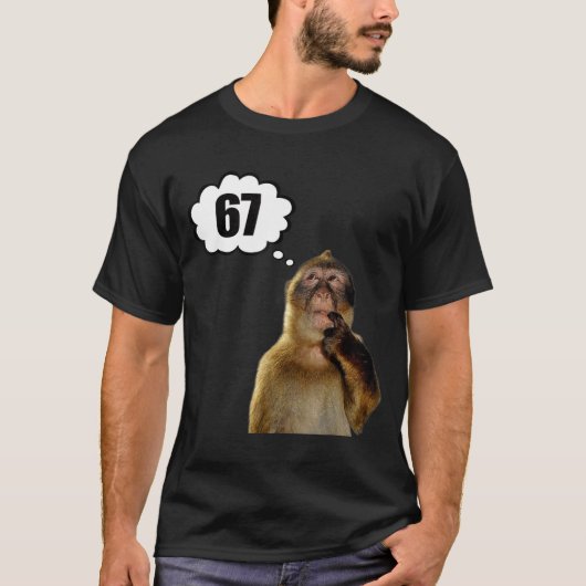 Grappige Denkende Aap Meme Zes Zeven 6 7 Meme T-shirt (Voorkant)