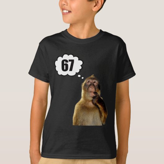 Grappige Denkende Aap Meme Zes Zeven 6 7 Meme T-shirt (Voorkant)