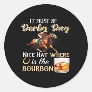 Grappige Derby Dag Leuk Pet Bourbon Waar Paardenre Ronde Sticker