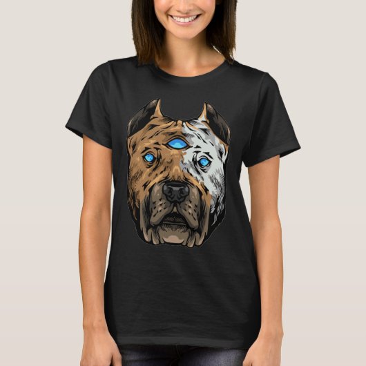 Grappige Derde Oog Chakra Pit Bull Hond Eigenaar E T-shirt (Voorkant)