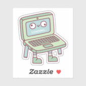 Grappige derpy laptop laadt zijn hersenen sticker (Vel)