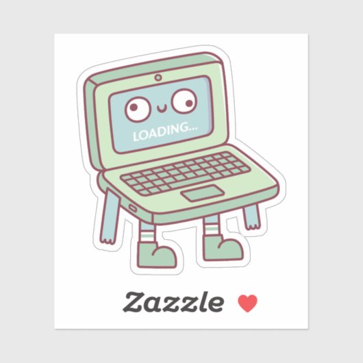 Grappige derpy laptop laadt zijn hersenen sticker (Vel)