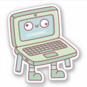 Grappige derpy laptop laadt zijn hersenen sticker (Voorkant)