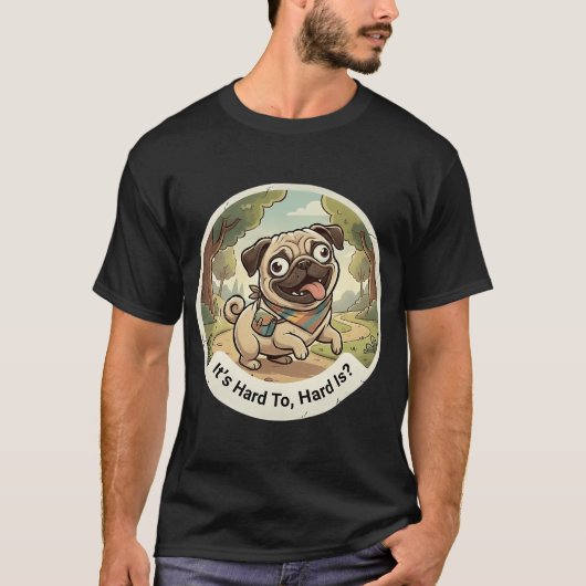 Grappige Derpy Pug Avontuur T-shirt (Voorkant)