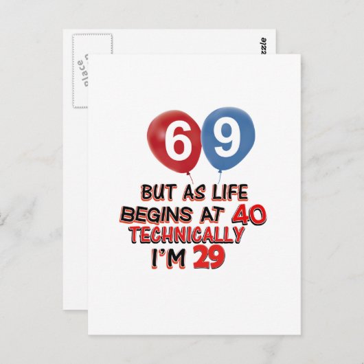 Grappige design 69ste verjaardag briefkaart (Voorkant / Achterkant)