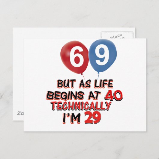 Grappige design 69ste verjaardag briefkaart (Voorkant / Achterkant)