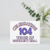Grappige design voor 104e verjaardag briefkaart (Staand voorkant)