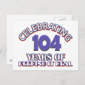 Grappige design voor 104e verjaardag briefkaart (Voorkant / Achterkant)