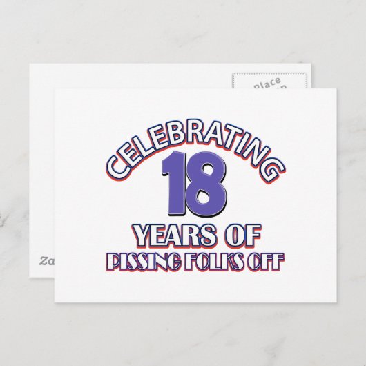 Grappige design voor 18 jaar briefkaart (Voorkant / Achterkant)