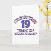 Grappige design voor 19 jaar kaart (Gele Bloem)