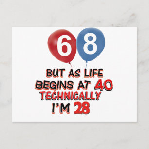 Grappige design voor 68-jarig bestaan briefkaart
