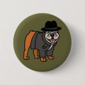 Grappige detective Engelse Bulldog Button (Voorkant)