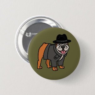 Grappige detective Engelse Bulldog Button