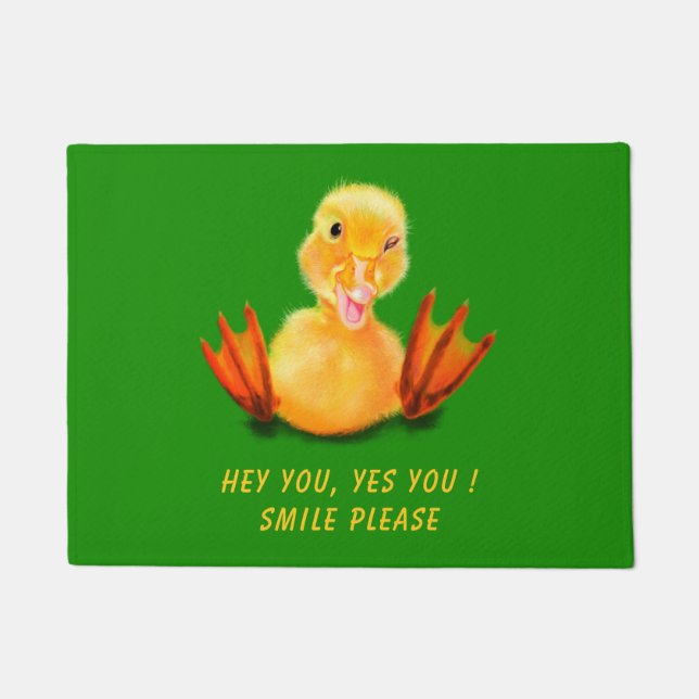 Grappige deurmat Happy Playful Duck - aangepaste t (Voorkant)