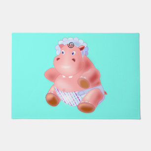 Grappige deurmat met Happy Baby Hippo