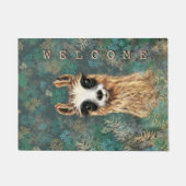 Grappige deurmat met nieuwsgierige lama (Voorkant)