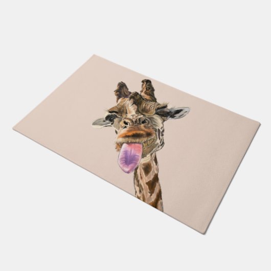 Grappige Deurmat met Speelse Giraffe - (Schuin)