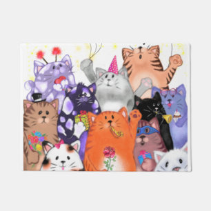 Grappige deurmat met vrolijke kattenfeest