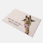 Grappige Deurmat Speelse Giraffe Smile - Aangepast (Schuin)