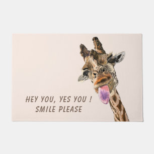 Grappige Deurmat Speelse Giraffe Smile - Aangepast