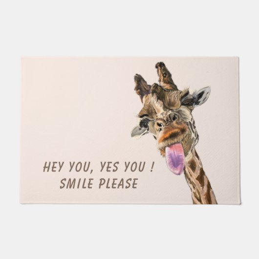 Grappige Deurmat Speelse Giraffe Smile - Aangepast (Voorkant)