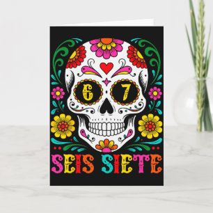 Grappige Dia De Los Muertos Suiker Schedel Seis Si Kaart