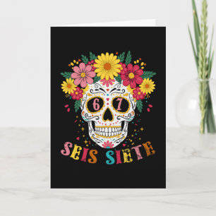 Grappige Dia De Los Muertos Suiker Schedel Seis Si Kaart