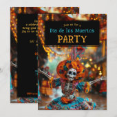 💀 Grappige Día de Muertos Party Uitnodiging (Voorkant / Achterkant)
