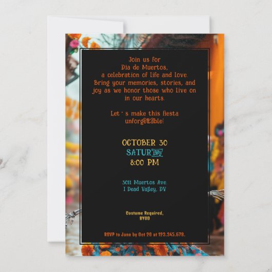 💀 Grappige Día de Muertos Party Uitnodiging (Achterkant)