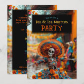 💀 Grappige Día de Muertos Party Uitnodiging (Voorkant / Achterkant)