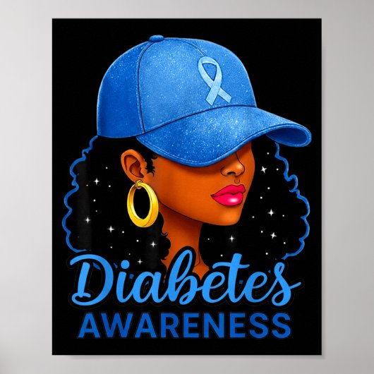 Grappige Diabetes Bewustzijn Maand Zwarte Vrouwen  Poster (Voorkant)