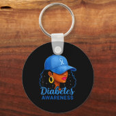 Grappige Diabetes Bewustzijn Maand Zwarte Vrouwen  Sleutelhanger (Voorkant)